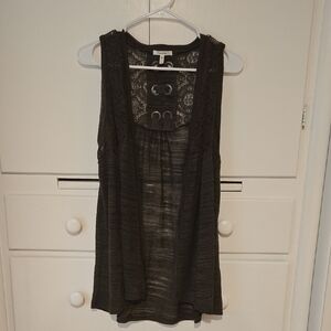 Maurices Charcoal Lace Detail Tank Top